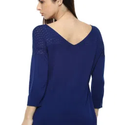 Van Heusen Blue Self Design Sweater image 2