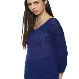 Van Heusen Blue Self Design Sweater image 3