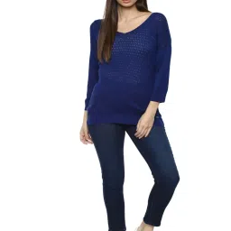 Van Heusen Blue Self Design Sweater image 4