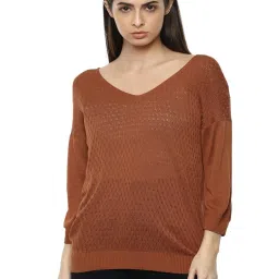 Van Heusen Brown Self Design Sweater image 1