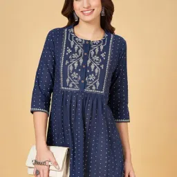 Rangmanch by Pantaloons Navy Printed A Line Short Kurti image 4