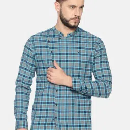 SHOWOFF Blue Cotton Slim Fit Checks Shirt-image-51