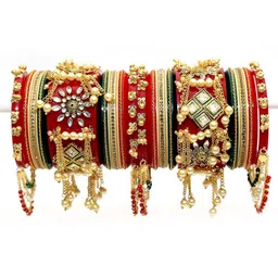 Align Set Of 2 Gold-Plated Stone-Studded & Beaded Chuda Bangles-picture-35