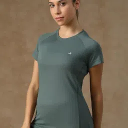 ATHLISIS Grey Polyester Solid Sports T-Shirt image 4