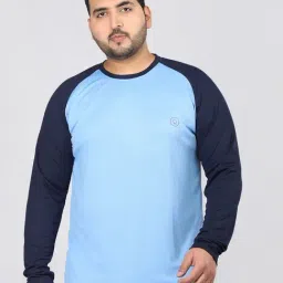 Chkokko Blue Relaxed Fit Colourblocked T-Shirts-image-86