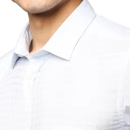 Park Avenue Sky Blue Slim Fit Self Design Shirt image 4