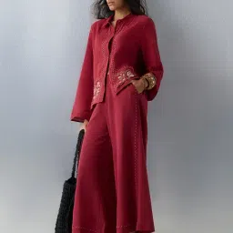 Bombay Paisley by Westside Red Embroidered Cotton Shirt image 3