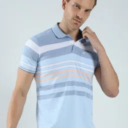 Monte Carlo Sky Blue Regular Fit Striped Polo T-Shirt-picture-41
