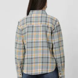 Van Heusen Blue Cotton Regular Fit Checks Shirt image 2