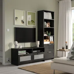 ikea brimnes TV storage combination, black, 180x41x190 cm image 2