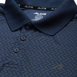 ALCIS Navy Geometric Print Polo T-Shirt image 4