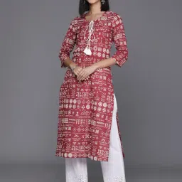 Varanga Maroon Cotton Printed Straight Kurta-picture-19