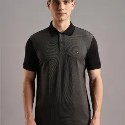 TOMMY HILFIGER Black Cotton Regular Fit Colour-Block Polo T-Shirt-picture-38