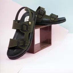 G L Trend Olive Leather Sandals-image-70