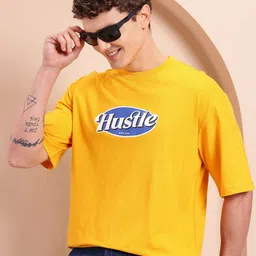 Mast & Harbour Printed Drop-Shoulder Sleeves Pure Cotton T-shirt-picture-39