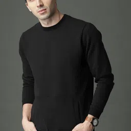 Roadster Men Black Solid Sweatshirt image 3
