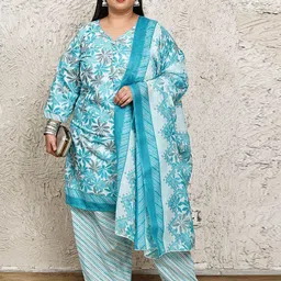 Merira Women Floral Printed Regular Kurta with Salwar & Dupatta-image-77