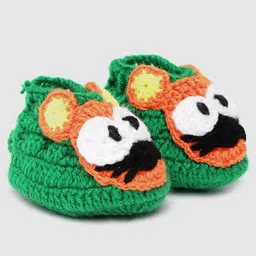 MayRa Knits Rat Detail Hand Knitted Booties - Green-image-37