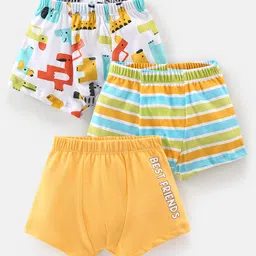 Babyhug 100% Cotton Antibacterial Trunks Wild Animal Print Pack of 3 -Multicolour-picture-28
