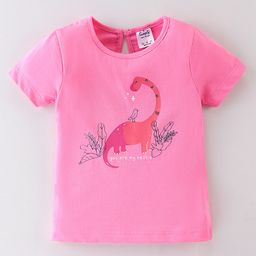 Simply Sinker Knit Half Sleeves T-Shirt Dino Print- Pink-picture-16