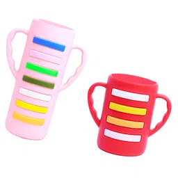 THE LITTLE LOOKERS Baby Bottle Cover with Handle/ Silicone Warmer Cover for Baby/Newborn/Infants/Toddlers-120ml & 240ml Combo ( Red & Pink-Pack of 2)-picture-10