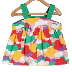 MINI KLUB Cotton Sleeveless Clouds Printed Top - Multi Colour-picture-41