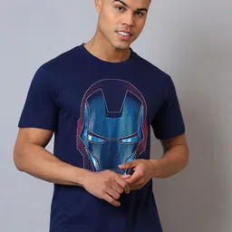 Free Authority Iron Man Printed Round Neck Short Sleeves Pure Cotton T-shirt-image-67