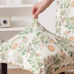 House of Quirk Elastic Chair Cover Stretch Removable Washable Short Dining Chair Cover Protector Seat Slipcover (Pack of 6, Beige Coriander) image 2