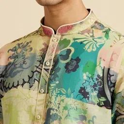 Diwas by Manyavar Floral Printed Mandarin Collar Straight Kurta image 2
