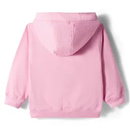 Babyoye 100% Cotton Knit Full Sleeves Winter Wear Hooded Sweatshirt & Lounge Pant Set With Heart Print - Pink image 3
