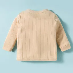 Zero Sinker Knit Full Sleeves Night Suit With Text Print - Cream image 3