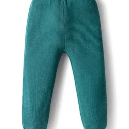 Babyhug Cotton Knit Full Sleeves Front Open Sweater Set with Bear Patch & Cap - Teal Blue image 4