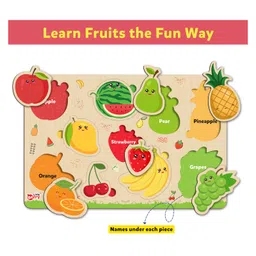 Little Berry Fruits Wooden Puzzle Tray Knob and Peg Puzzle Multicolour - 10 Pegs image 5