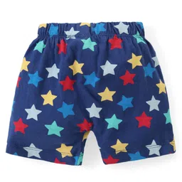 Babyhug Cotton Knit Half Sleeves Night Suit With Text & Stars Print - Navy image 5