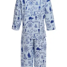 A Little Fable Kids Blue Printed Night Suit image 2