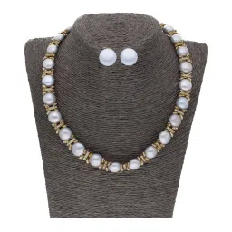 Sri Jagdamba Pearls Single Line Grey Alloy Necklace Set image 1