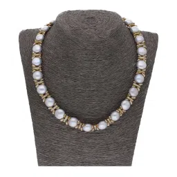 Sri Jagdamba Pearls Single Line Grey Alloy Necklace Set image 2