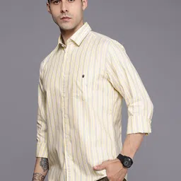 Louis Philippe Sport Pure Cotton Super Slim Fit Striped Casual Shirt image 3