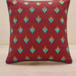 Pure Home and Living Red Cotton Embroidery Cushion Cover-picture-46