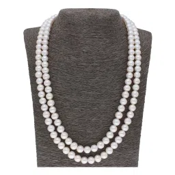 Sri Jagdamba Pearls 2 Line Pearl White Alloy Necklace Set image 2
