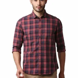 Basics Red Slim Fit Checks Shirt-picture-41