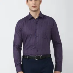Van Heusen Purple Cotton Slim Fit Checks Shirt image 1