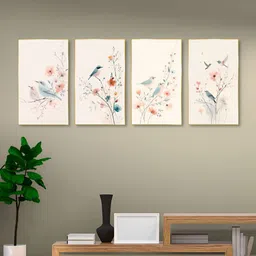 nestroots White & Blue 4 Pieces Canvas Paintings Wall Arts-picture-15