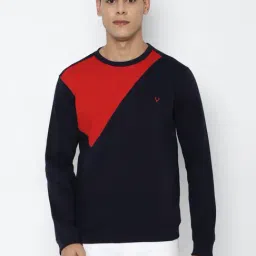 Allen Solly Navy Cotton Regular Fit Colour Block SweatShirt-picture-17