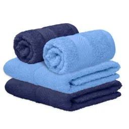 Haus & Kinder Self Navy Blue & Skyblue 500 GSM Cotton Hand Towels - Set of 4-picture-10
