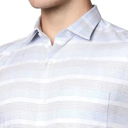 Park Avenue Blue & Grey Slim Fit Check Shirt image 4