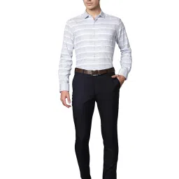 Park Avenue Blue & Grey Slim Fit Check Shirt image 5