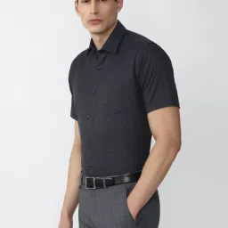 Van Heusen Navy Cotton Regular Fit Checks Shirt image 3