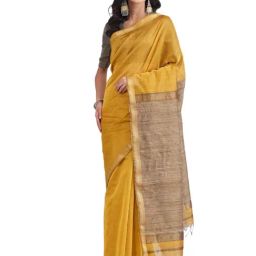 Fabindia Mustard Woven Design Saree-picture-5
