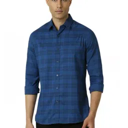 Van Heusen Blue Slim Fit Checks Shirt-picture-25